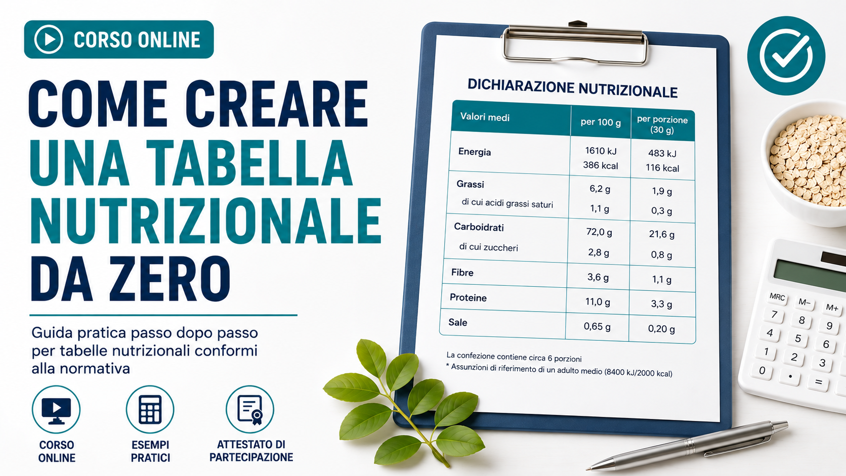 Come creare una tabella nutrizionale senza analisi di laboratorio
