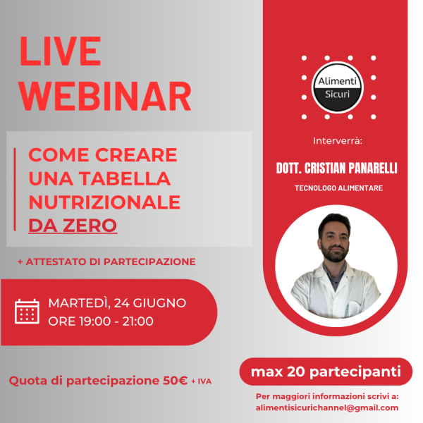 webinar tabella nutrizionale