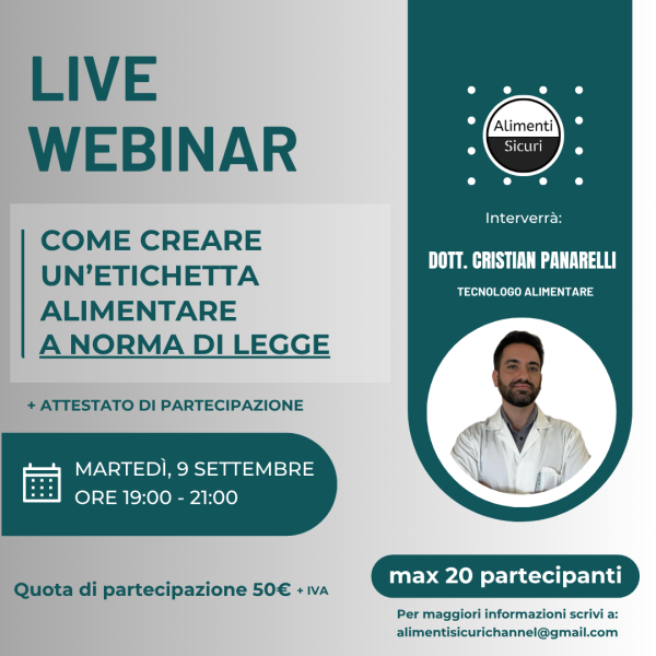 webinar come creare da zero un'etichetta alimentare