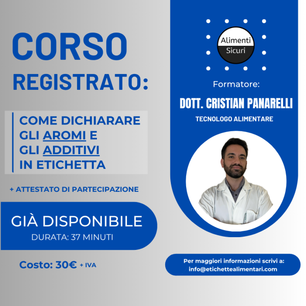 LOCANDINA CORSO AROMI ED ADDITIVI REGISTRATO