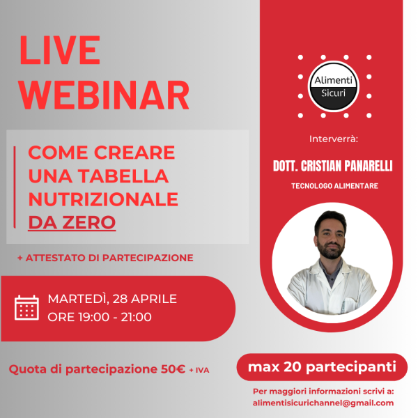 webinar tabella nutrizionale