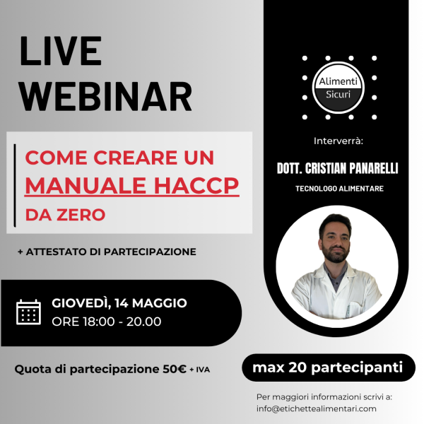 Weinar su come creare da zero un manuale HACCP
